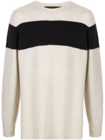 The Elder Statesman Striped Racing Cashmere Sweater In Neutrals