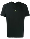Stone Island Embroidered T-shirt In Black