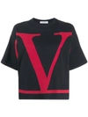 Valentino Vlogo Printed T-shirt In 0nr Nero/rosso