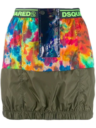 Dsquared2 Contrast Mini Skirt In 001s Black Multi