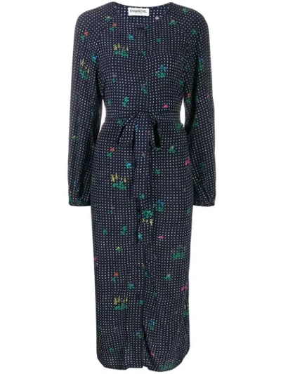 Essentiel Antwerp Tata Dotted Shirt Dress In Blue