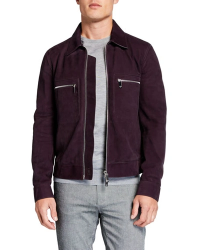 Berluti Men's Suede Jacket W/ Silvertone Hardware In Purple