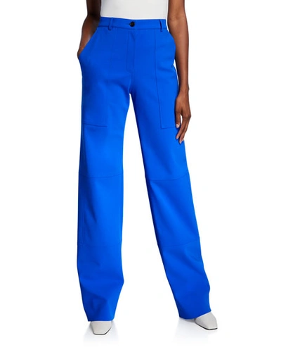 Nina Ricci Scuba Knit Straight-leg Pants In Bright Blue