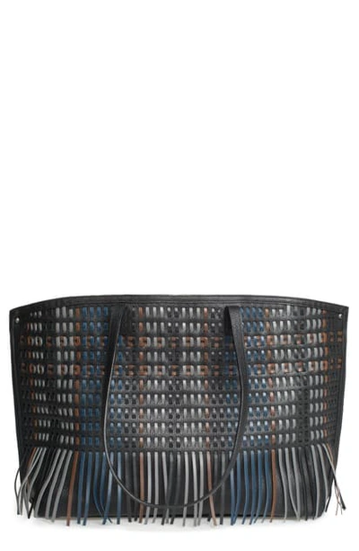 Akris Ai Medium Soft Shoulder Bag With Laser-cut Fringe In Multi