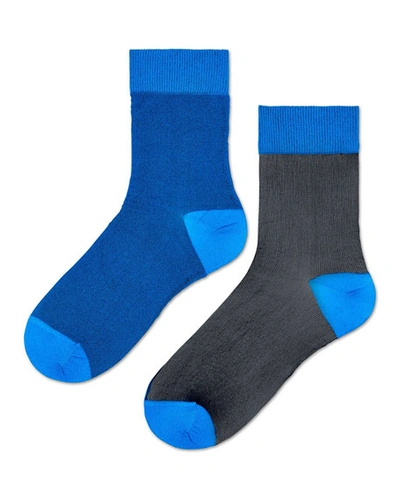 Hysteria By Happy Socks Filippa Colorblock Ankle Socks, Turquoise/black In Turquiose