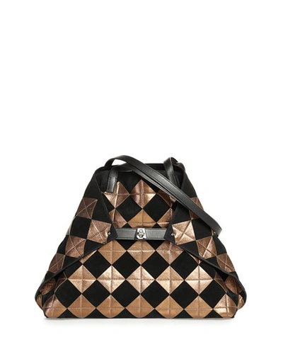 Akris Ai Medium Soft Patchwork Tiles Shoulder Bag In Bronze