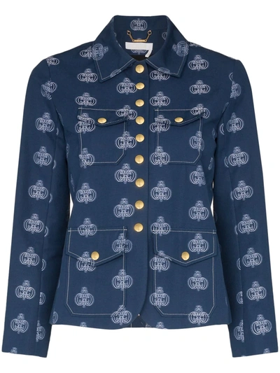 Chloé Monogram-jacquard Cotton Jacket In Blue