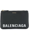 Balenciaga Ville M Logo-print Textured-leather Pouch In Grey