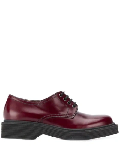 Marni Leather Derby Shoes In Red