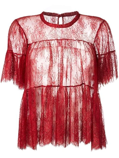 Philosophy Di Lorenzo Serafini Ruffled Sheer Blouse | ModeSens