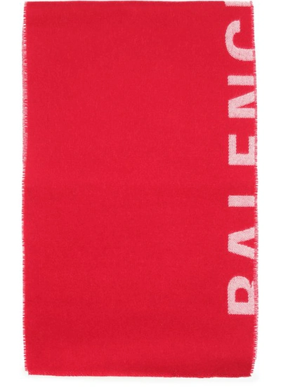 Balenciaga Jacquard Logo Scarf In Red