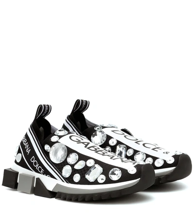Dolce & Gabbana Sorrento Embellished Sneakers In White,black