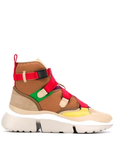 Chloé Sonnie High Sneakers In Leather Color Tech/synthetic In Neutrals