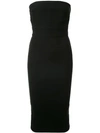 Alex Perry Dylan Strapless Crepe Midi Dress In Black