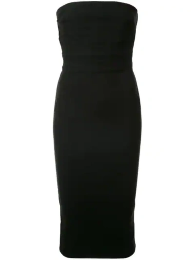 Alex Perry Dylan Strapless Crepe Midi Dress In Black