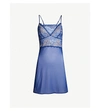 Wacoal Lace Perfection Stretch-lace And Mesh Chemise In Sapphire