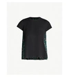 Sacai Leopard-print Panel Cotton-jersey And Satin T-shirt In Green