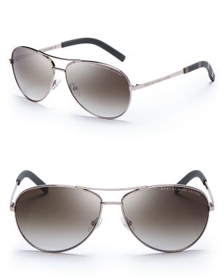 Marc By Marc Jacobs Side Stripe Aviator Sunglasses In Light Gold | ModeSens
