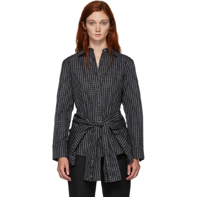 Alexander Wang Layered Tie-front Checked Poplin Shirt In 992 Blkplai