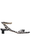 Tibi Nathan Chain-embellished Leopard-flocked Satin Sandals In White