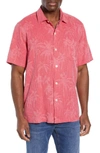 Tommy Bahama Digital Palm Short-sleeve Silk Jacquard Classic Fit Shirt In Fuschia