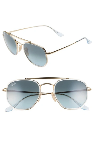 Ray Ban Ray-ban Unisex Brow Bar Aviator Sunglasses, 52mm In Gold/ Blue Gradient
