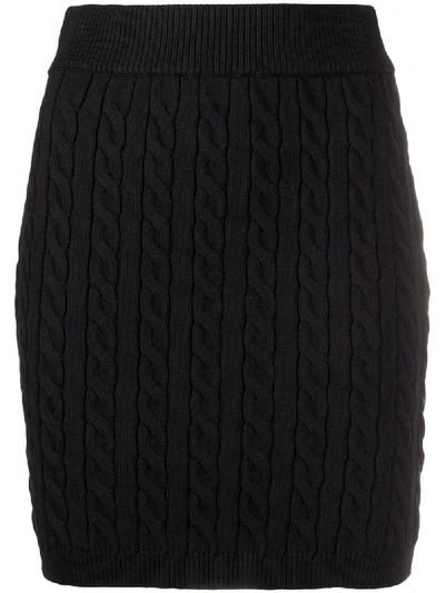 Alexander Wang T Alexanderwang.t Shrunken Cable-knit Mini Skirt In Black