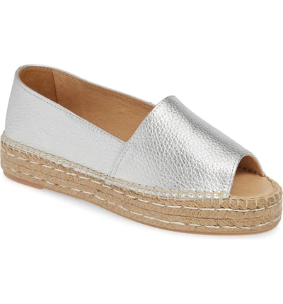 Patricia Green Angie Platform Espadrille In Silver Leather