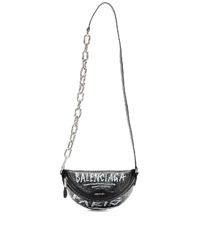 Balenciaga Extra Extra Small Souvenir Aj Logo Leather Belt Bag In Black