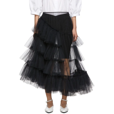 Simone Rocha Tiered Tulle Tutu Midi Skirt In Black