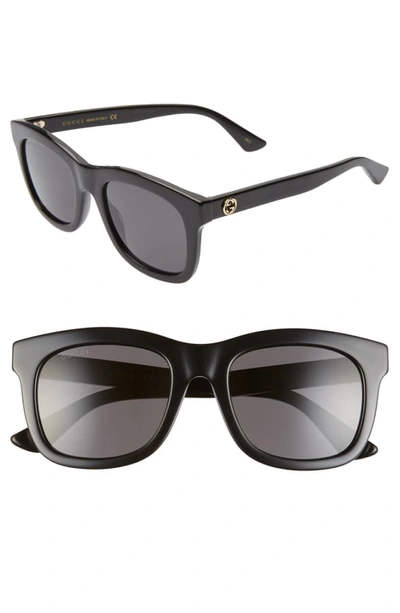 Gucci 52mm Rectangle Sunglasses In Black