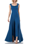 Kay Unger Jumpsuit Gown In Peacock