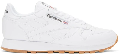 Reebok White Leather Classic Sneakers In White/gum