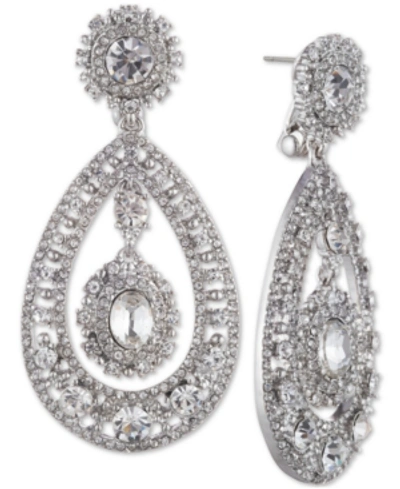 Marchesa Pavé Crystal Filigree Teardrop Earrings In Silver