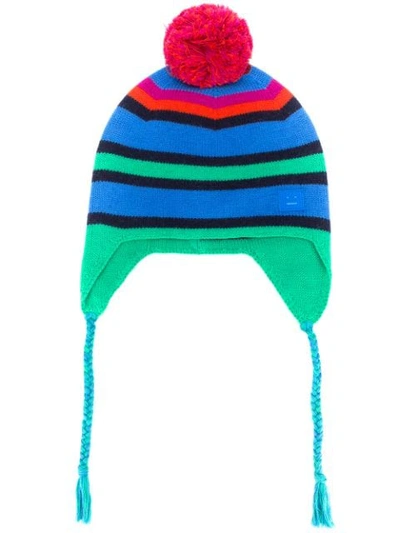 Acne Studios Katt Striped Wool Beanie In Blue