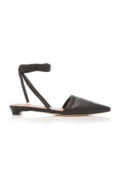 Atp Atelier Lioni Pointed Leather Flats In Black