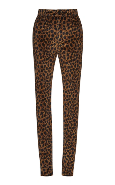 Attico High-waisted Leopard-print Velvet Skinny Pants In Animal