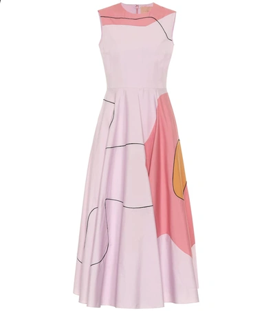 Roksanda Flora Printed Cotton-poplin Midi Dress In Pink