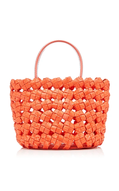 Nancy Gonzalez Small Woven Python Tote In Red