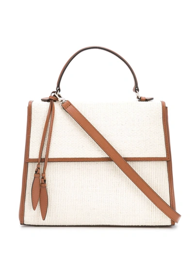 Hunting Season The Viola Leather And Fique Tote In Neutrals