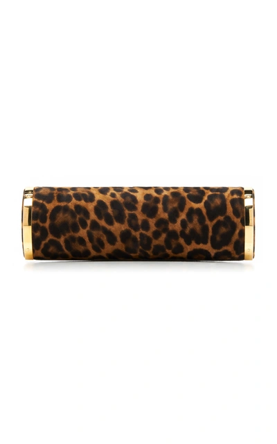 Hunting Season The Roll Leopard-print Suede Clutch In Animal