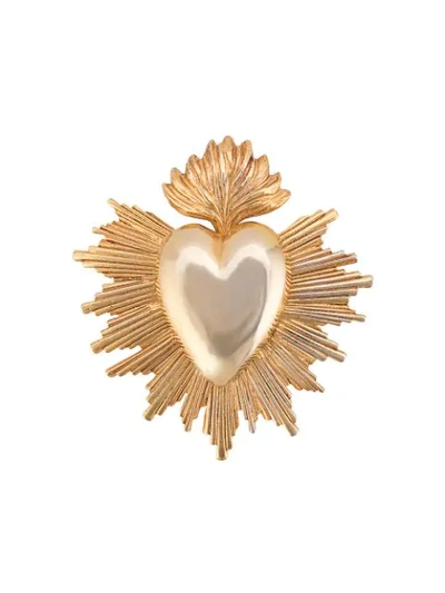 Oscar De La Renta Heart-shaped Brooch In Gold