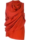 Rick Owens Draped Crepe De Chine Top In Red