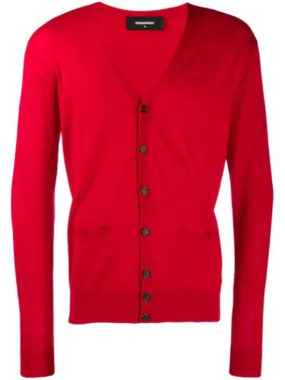 Dsquared2 Slim-fit Cardigan In Red