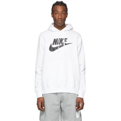 Nike Men's Sportswear Club Fleece Graphic Pullover Hoodie In White/black