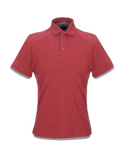 Brunello Cucinelli Polo Shirts In Brick Red
