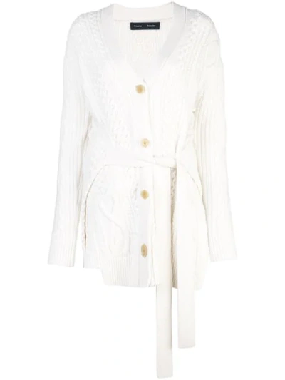 Proenza Schouler Cable Knit Robe Cardigan In White