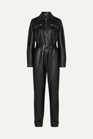 leather jumpsuit black