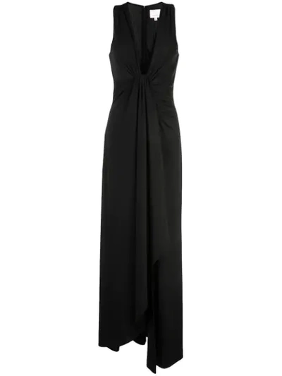 Cinq À Sept Sylvia Plunging Twist Jersey Gown In Black
