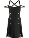 Versace Buckle-strap Wool-blend Apron Dress In Black